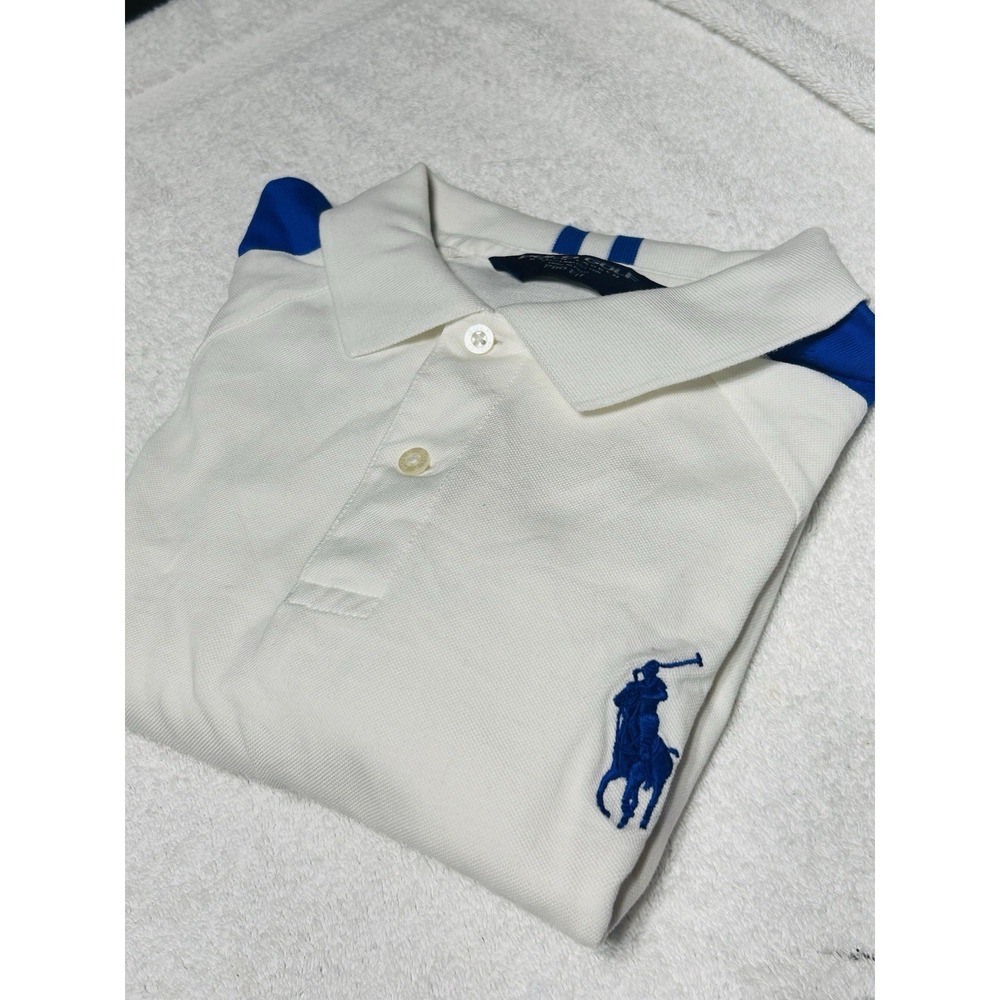 Polo Golf Ralph Lauren Profit 100% Pima Cotton L White/Blue Big Pony Breathable